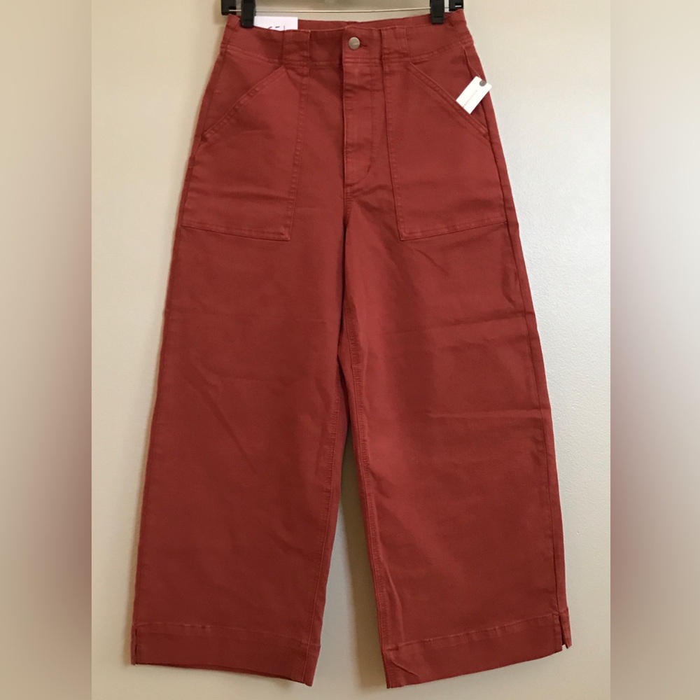 Joe’s Jeans x Anthropologie Chloe High Rise Wide Leg Pants Burnt Henna NWT Sz 26 - Picture 4 of 16
